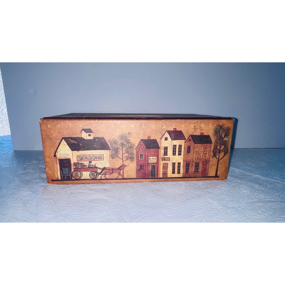 VTG Lang Bobs Boxes Primitives The Village Tissue Box Cover Ellen Stouffer Art⁠